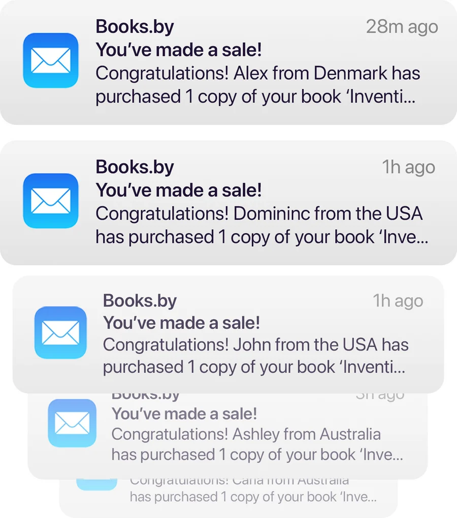 iOS Books.by sale notification stack